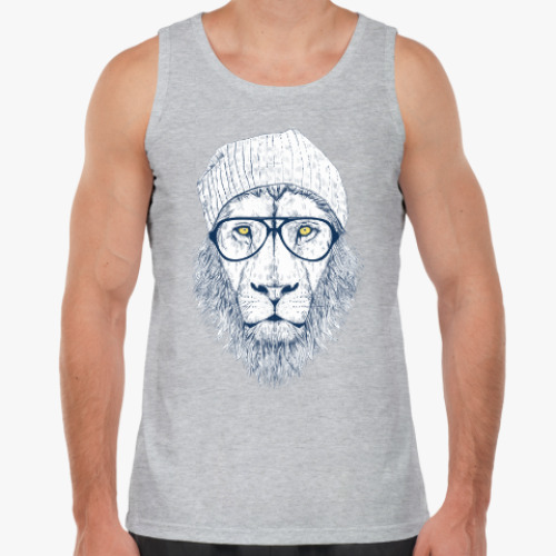 Майка с принтом Крутой лев хипстер