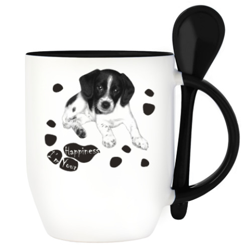 Кружка с ложкой Милый пёсик