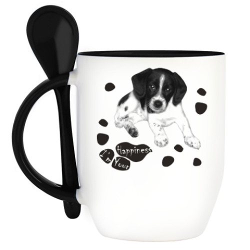 Кружка с ложкой Милый пёсик