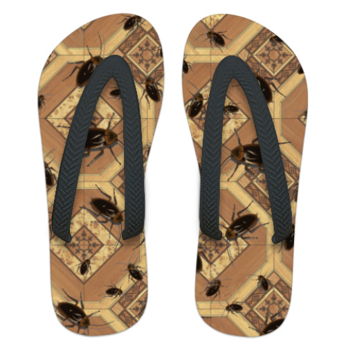 Шлепанцы (сланцы) с принтом  Пол с тараканами!