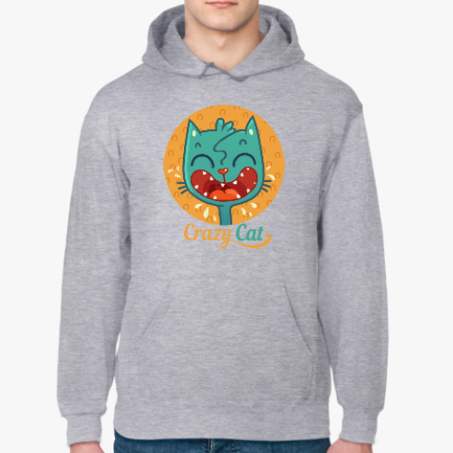 Толстовка худи с принтом Crazy Cat