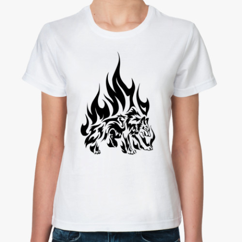 Классическая футболка с принтом  Волк