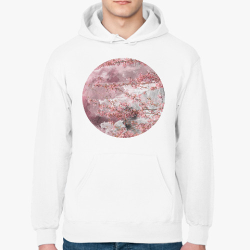 Толстовка худи с принтом Японская сакура весной