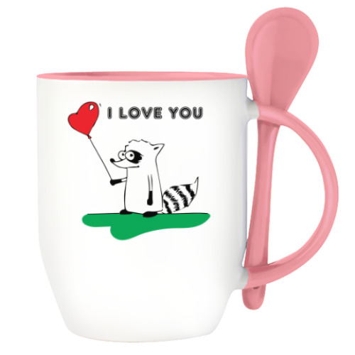 Кружка с ложкой 'Енот'