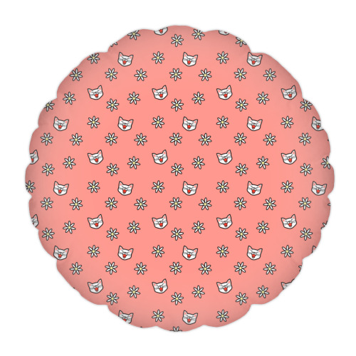 Подушка с принтом Кошки и цветы