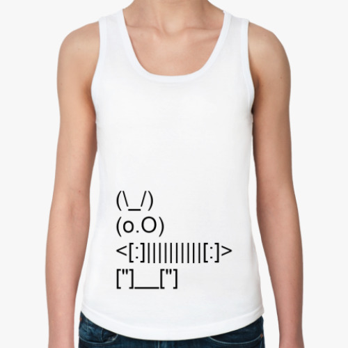 Женская майка с принтом Смайлик - заяц гармонист