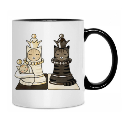 Кружка с принтом Кошки шахматы