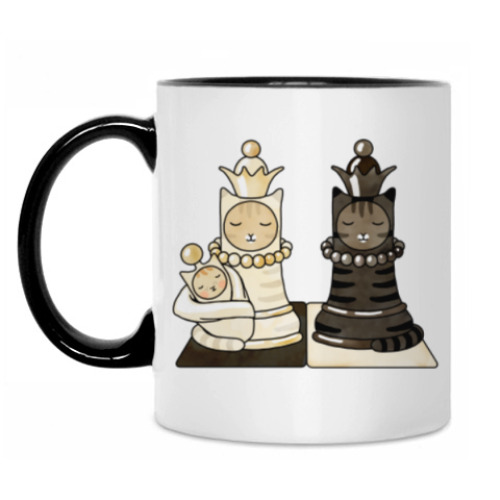 Кружка с принтом Кошки шахматы