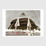 16 фламинго с бамбуковыми клювами в руках