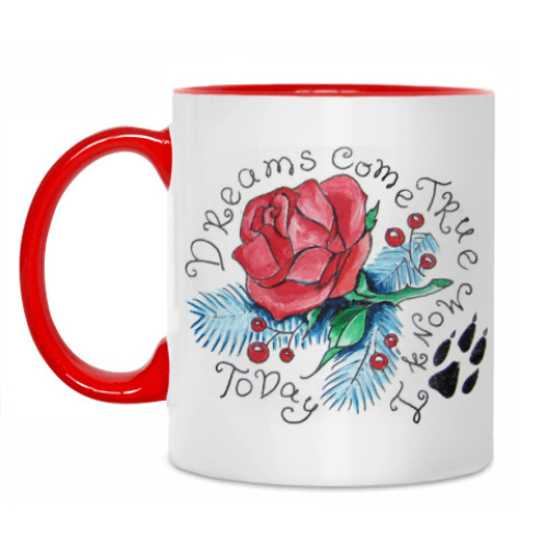 Кружка с принтом Роза. Dreams come true.