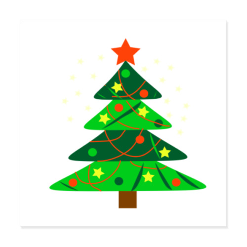 Виниловые наклейки с принтом Новогодняя ёлка