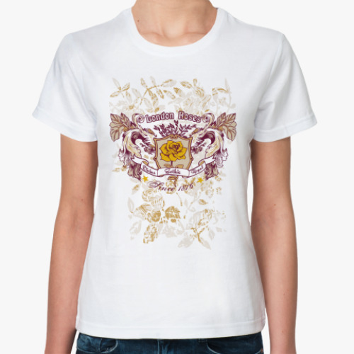 Классическая футболка с принтом Rose