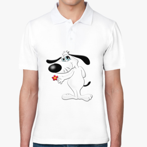 Рубашка поло с принтом Собачка с цветком