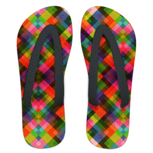 Шлепанцы (сланцы) с принтом Веселый яркий летний узор