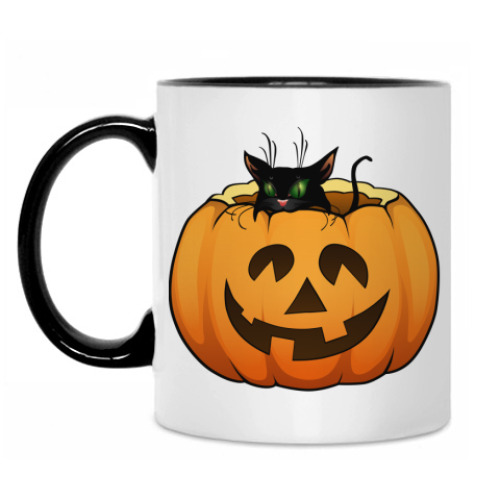 Кружка с принтом Черный кот