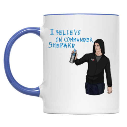 Кружка с принтом I believe in commander Shepard (paragon)