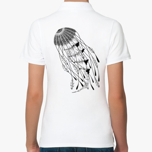 Женская рубашка поло (печать) с принтом Океанская медуза