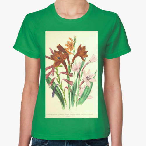 Женская футболка с принтом Букет лилий (винтаж)