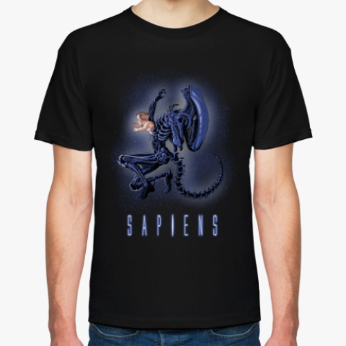 Футболка с принтом Alien Sapiens Чужой пародия