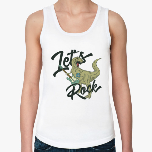 Женская майка с принтом Let's ROCK DINO
