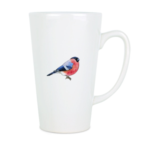 Чашка Латте с принтом Снегирь