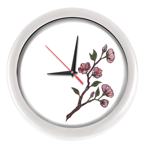 Настенные часы с принтом Цветущая сакура