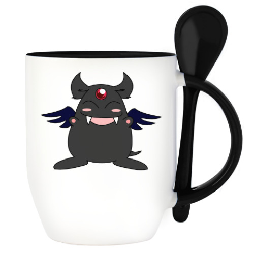 Кружка с ложкой с принтом Мокона: ангел и демон