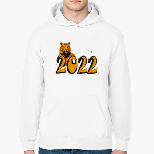 Толстовка худи с принтом Тигр, символ нового года 2022