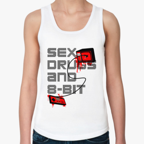 Женская майка с принтом Sex Drugs and 8 bit