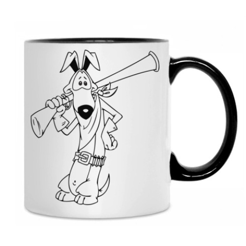 Кружка с принтом Пес с ружьем