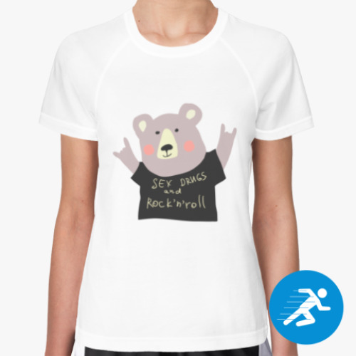 Женская спортивная футболка с принтом Секс наркотики и рок-н-ролл