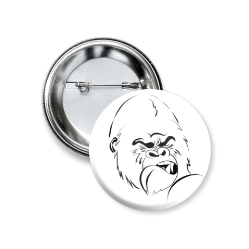 Значок 37мм с принтом Горилла