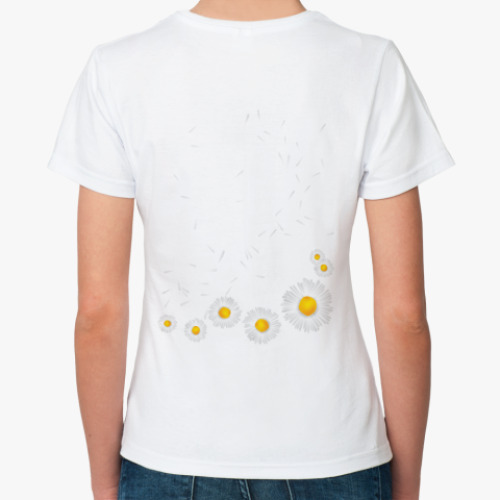 Классическая футболка с принтом ромашки
