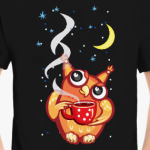 Сова с чаем и снежинками