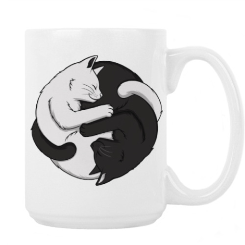 Кружка Черный и белый кот инь-ян