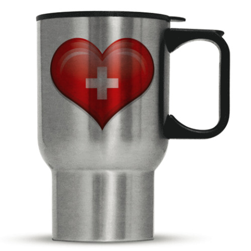 Кружка-термос с принтом Сердце плюс