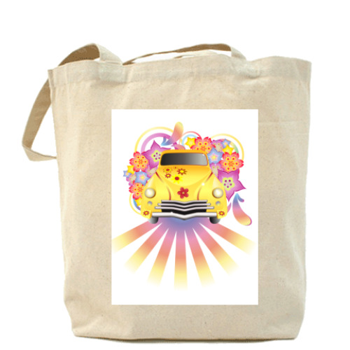 Сумка шоппер с принтом Машина хиппи