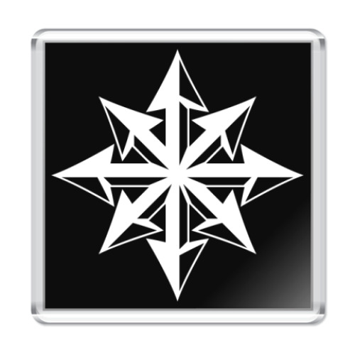 Магнит с принтом Хаос ч/б на чёрном фоне