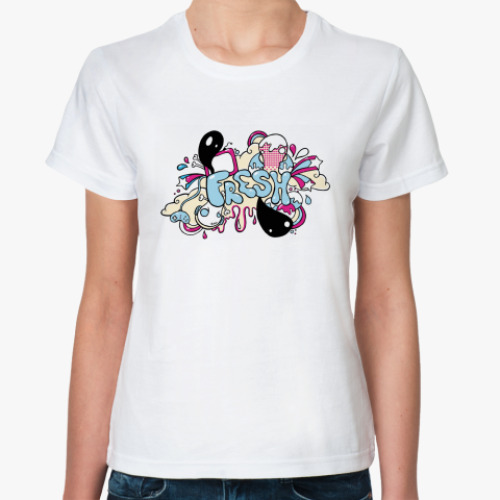Классическая футболка с принтом Fresh