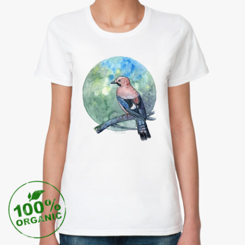 Женская футболка из органик-хлопка птица сойка