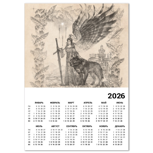 Календарь с принтом Леди- Ястреб